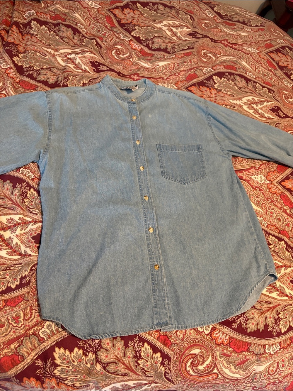 Light Wash Denim Button-Up Shirt